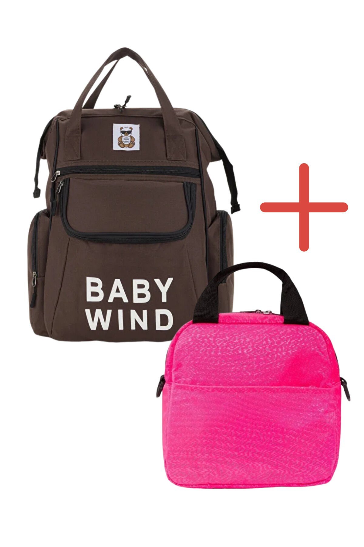 Anne Bebek Bakım Çantası + Isı Yalıtımlı Pembe Termal Beslenme Çantası Seti