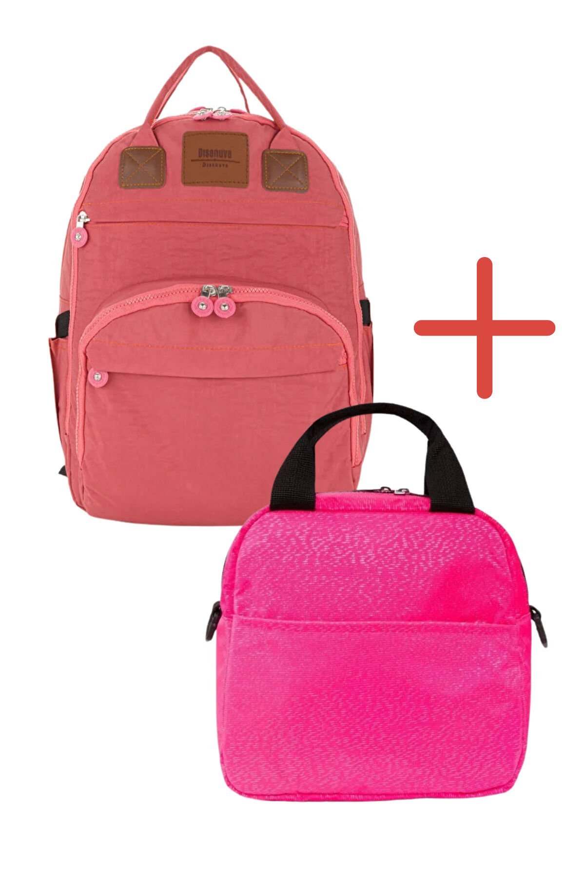 Baby Wind Anne Bebek Çantası + Isı Yalıtımlı Pembe Termal Beslenme Çantası Seti