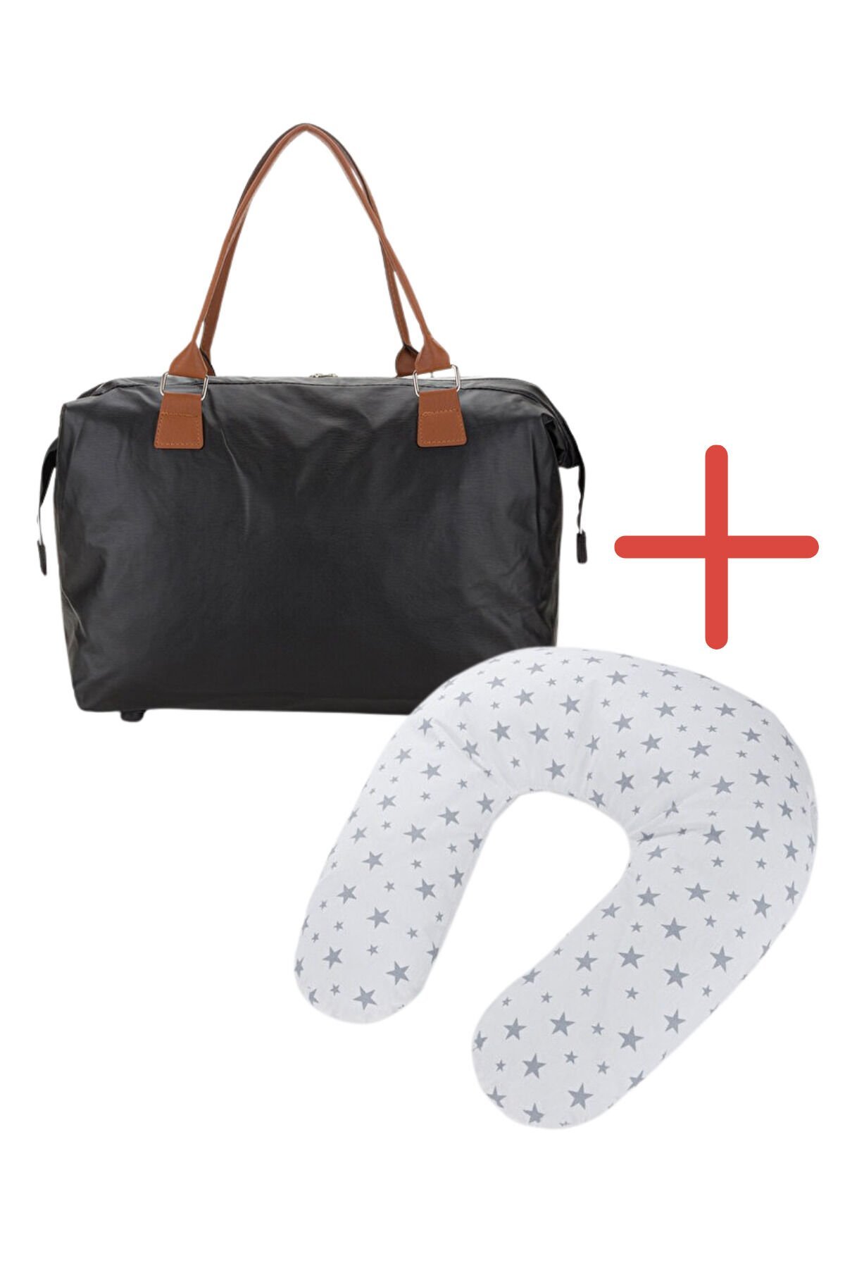 Alacati Modeli Anne Bebek Çantası + Ergonomik Destekli Emzirme Yastığı Seti