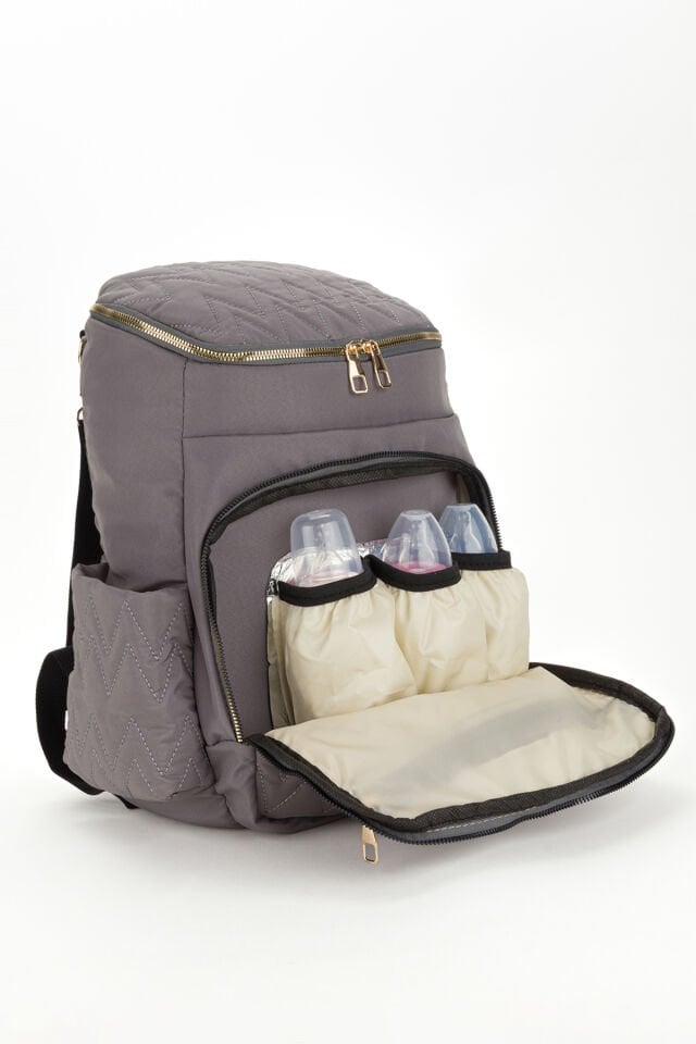 Anne Bebek Bakım Çantası Veera Modeli Suni Deri Termoslu Biberon Gözlü Fonksiyonel Omuz El Çantası