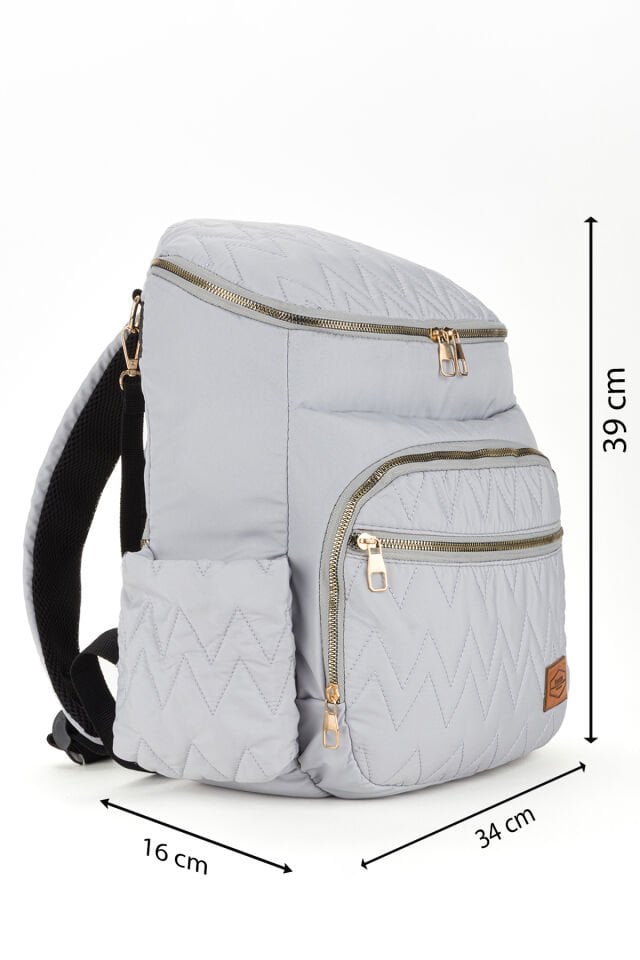 Nakışlı Bondit Hafif Kumaş Anne Bebek Bakım Çantası Termoslu Biberon Cepleri