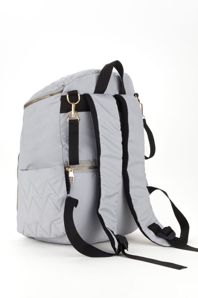 Nakışlı Bondit Hafif Kumaş Anne Bebek Bakım Çantası Termoslu Biberon Cepleri