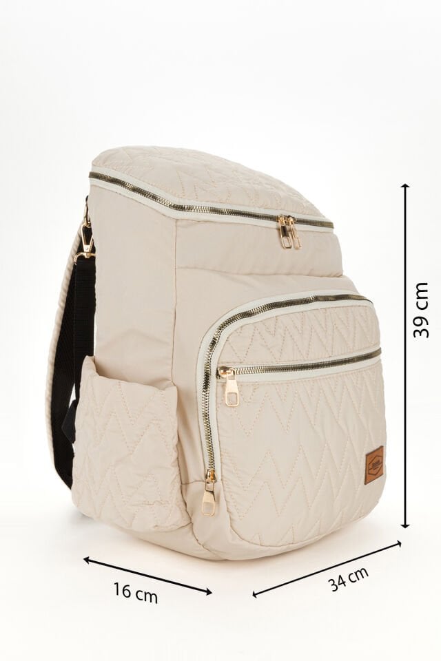 Nakışlı Bondit Hafif Kumaş Anne Bebek Bakım Çantası Termoslu Biberon Cepleri