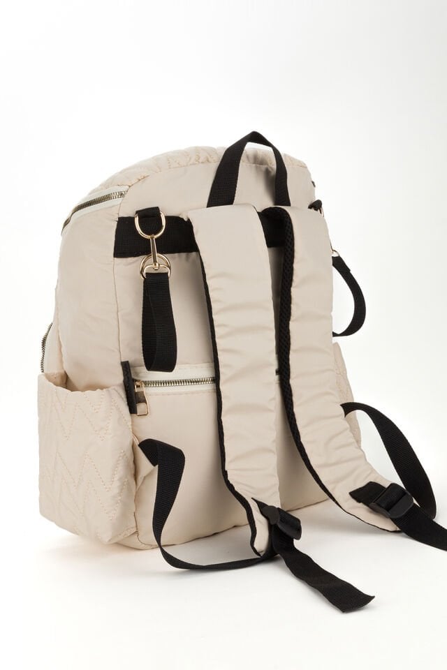 Nakışlı Bondit Hafif Kumaş Anne Bebek Bakım Çantası Termoslu Biberon Cepleri