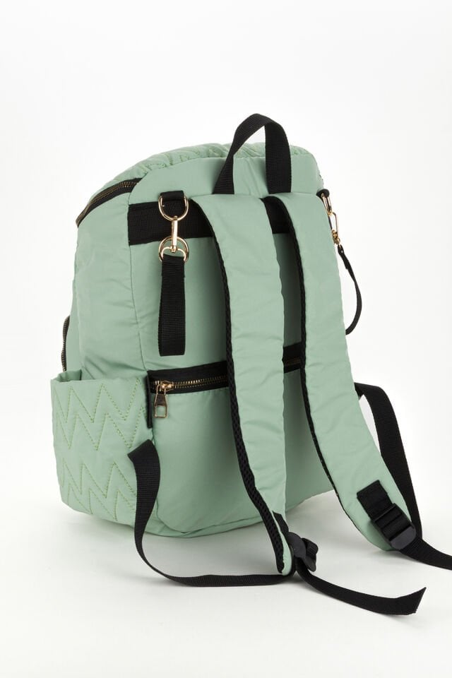 Nakışlı Bondit Hafif Kumaş Anne Bebek Bakım Çantası Termoslu Biberon Cepleri