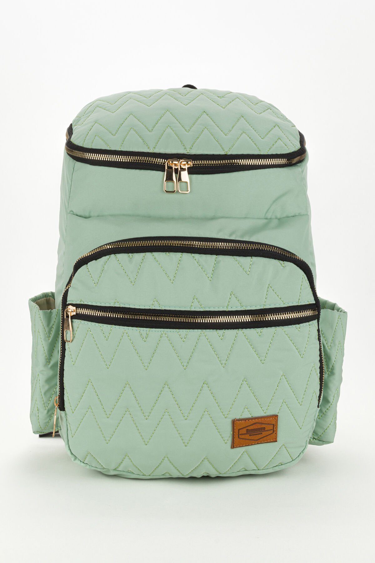 Nakışlı Bondit Hafif Kumaş Anne Bebek Bakım Çantası Termoslu Biberon Cepleri