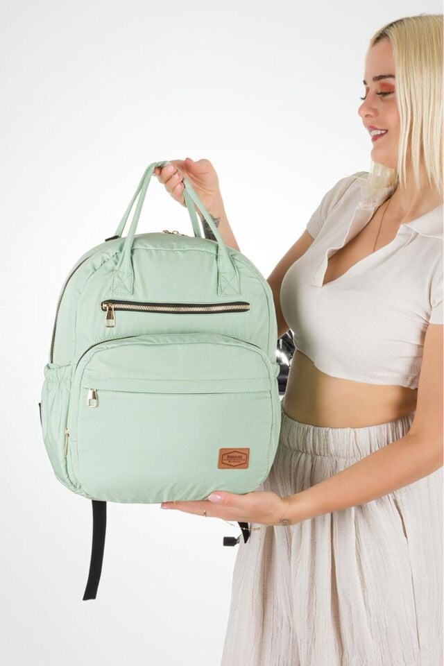 Anne Bebek Bakım Sırt-Omuz Çantası Arya Model Termal Biberon Cepli Puset Askı ve Anahtarlık Hediyeli