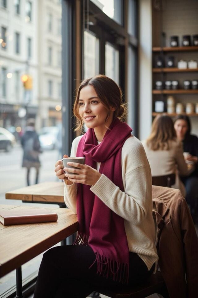 Kadın Kışlık Kaşmir Dokulu Şal Yumuşak ve Sıcak Atkı Modeli - Anne Şalı Örme