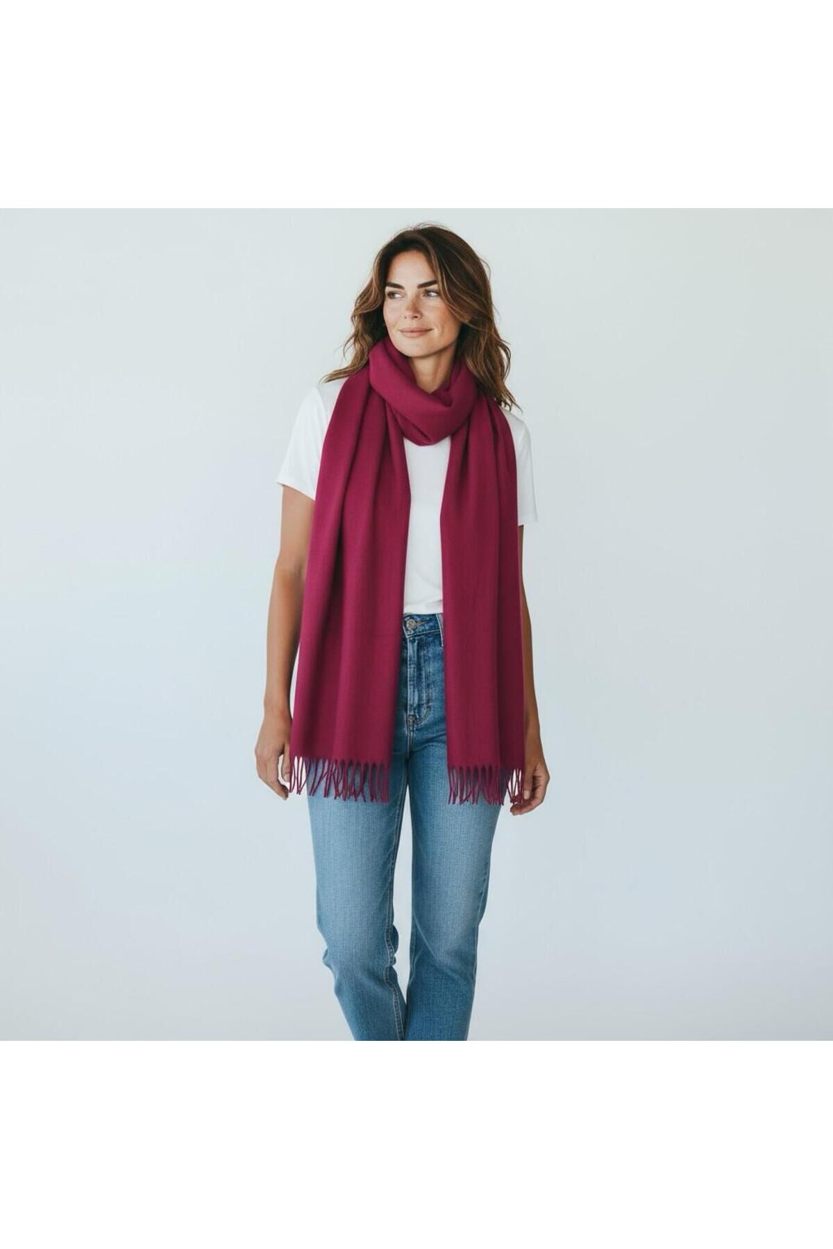 Kadın Kışlık Kaşmir Dokulu Şal Yumuşak ve Sıcak Atkı Modeli - Anne Şalı Örme