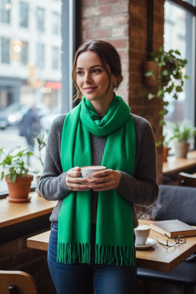 Kadın Kışlık Kaşmir Dokulu Şal Yumuşak ve Sıcak Atkı Modeli - Anne Şalı Örme