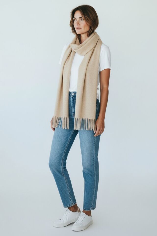 Kadın Kışlık Kaşmir Dokulu Şal Yumuşak ve Sıcak Atkı Modeli - Anne Şalı Örme