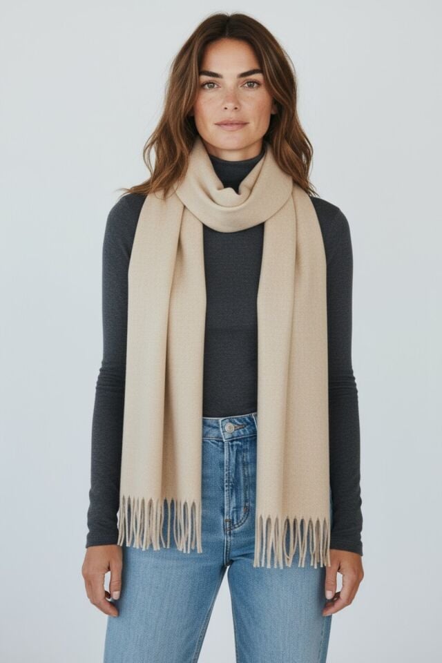 Kadın Kışlık Kaşmir Dokulu Şal Yumuşak ve Sıcak Atkı Modeli - Anne Şalı Örme